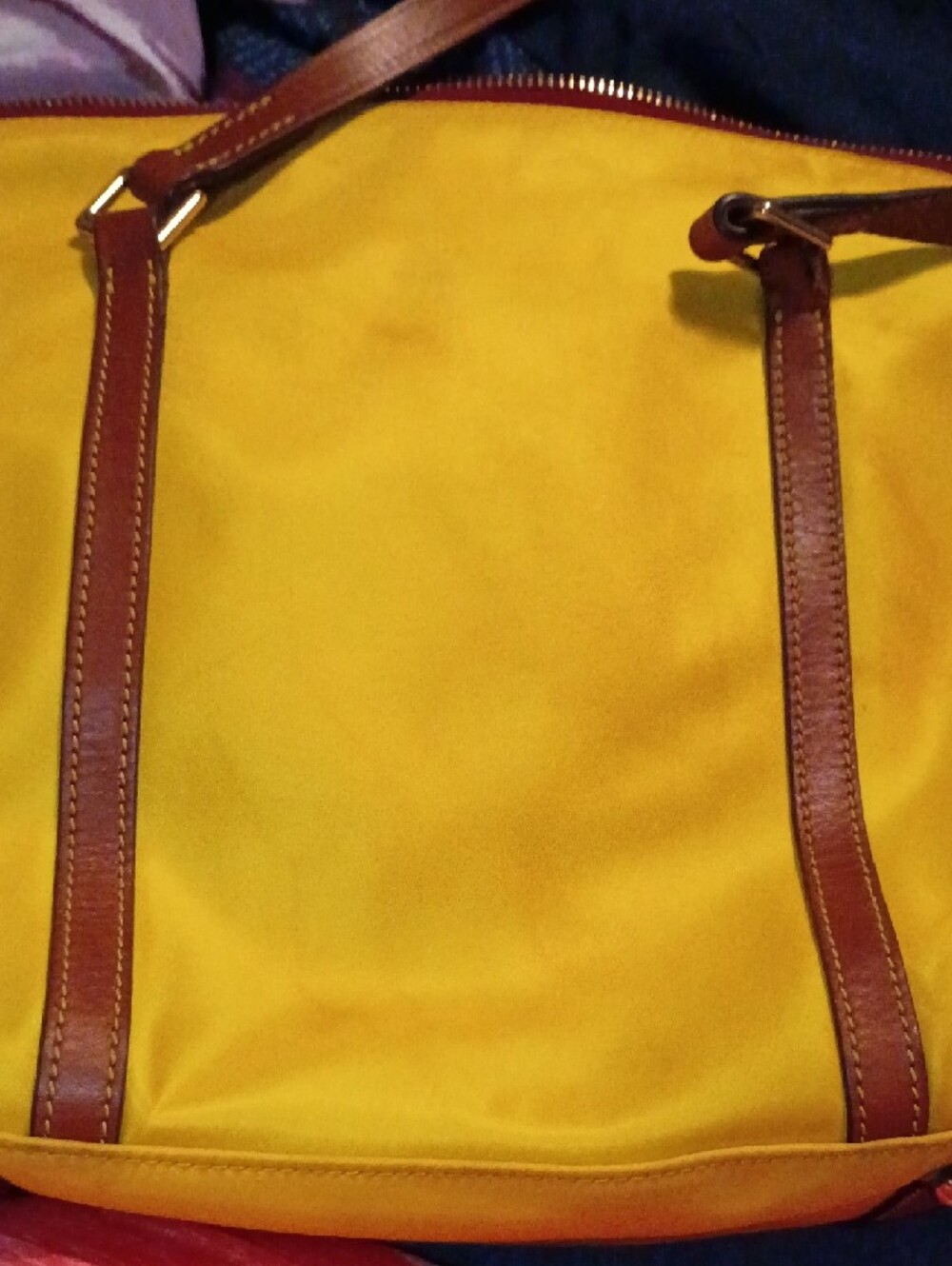 Dooney & Bourke Yellow Tote with Brown Leather Accents - Picture 5 of 12